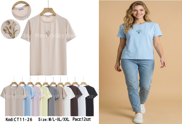 Bluzki damskie Roz M/L-XL-2XL, Mix Kolor Paczka 12 szt
